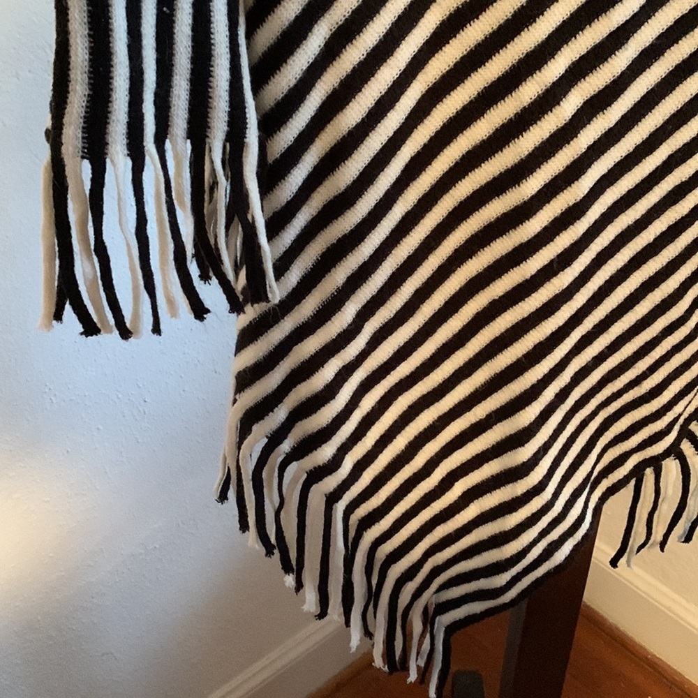 Chico’s Black & White Striped Turtleneck Poncho - Picture 3 of 8